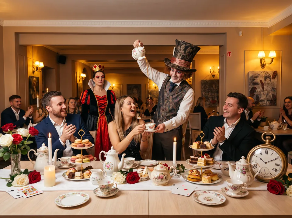 Kepurininkas pila arbatą kolegoms „Art Hotel Bohema“ restorane (vizualizacija)